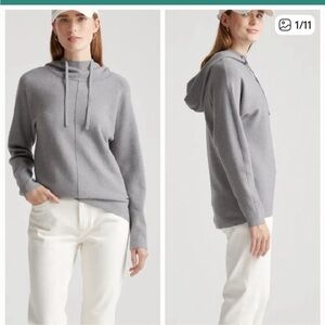 Quince Milano Stitch Pullover Hoodie Heather Grey small